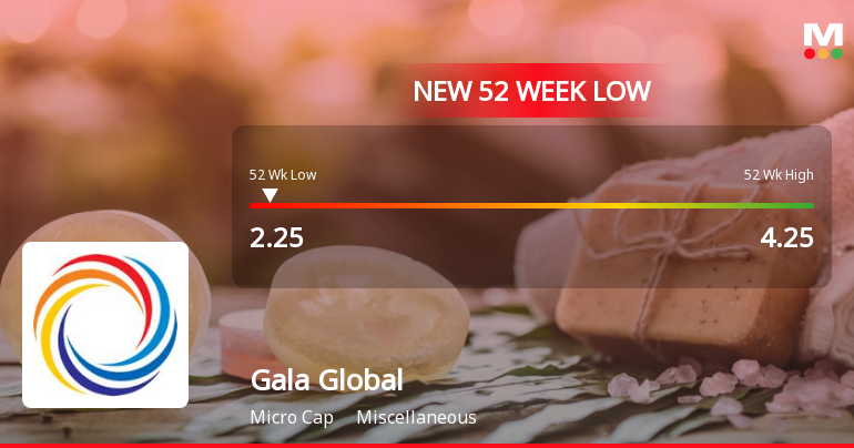 Gala Global Products Falls to 52-Week Low of Rs.2.25 Amidst Continued Financial Strain