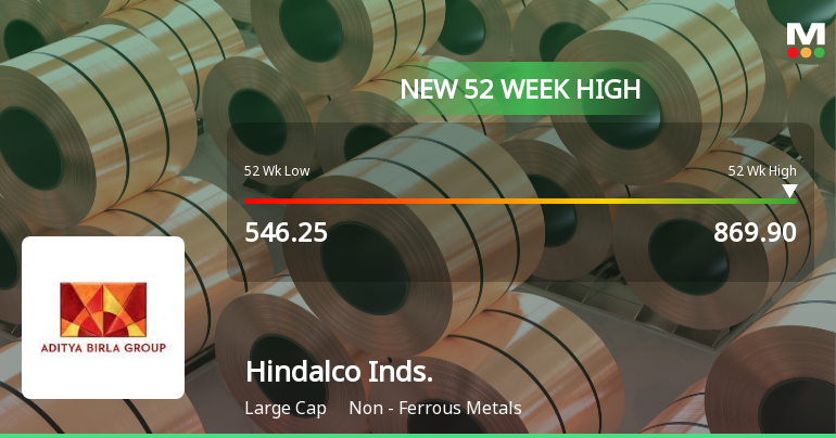 Hindalco Industries Hits New 52-Week High at Rs 869.9