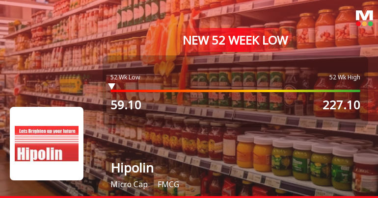 Hipolin Stock Falls to 52-Week Low of Rs.59.1 Amidst Continued Downtrend