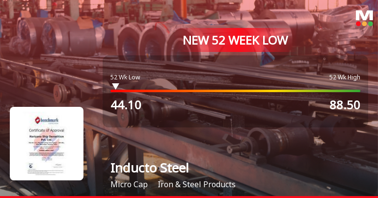 Inducto Steel Falls to 52-Week Low of Rs.44.1 Amidst Continued Market Pressure