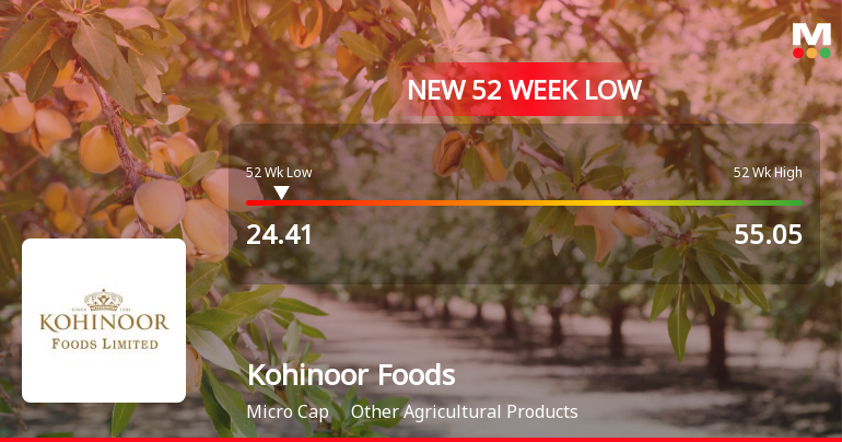 Kohinoor Foods Stock Falls to 52-Week Low Amidst Continued Downtrend