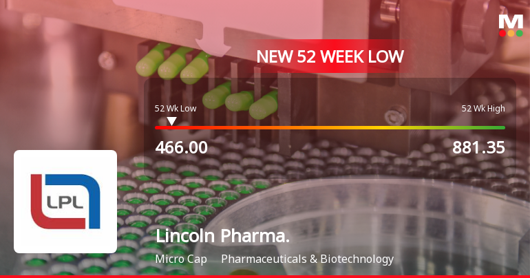 Lincoln Pharmaceuticals Stock Falls to 52-Week Low of Rs.466