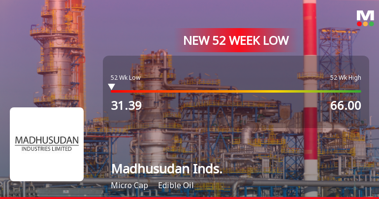 Madhusudan Industries Stock Falls to 52-Week Low of Rs.31.39