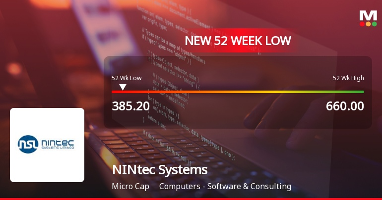 NINtec Systems Stock Falls to 52-Week Low of Rs.385.2 Amid Market Volatility