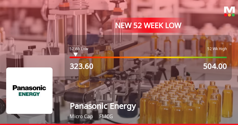 Panasonic Energy India Company Stock Hits 52-Week Low at Rs.323.6