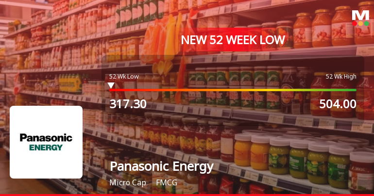 Panasonic Energy India Company Stock Falls to 52-Week Low of Rs.317.3