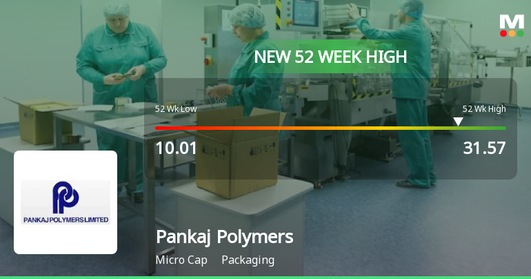 Pankaj Polymers Hits New 52-Week High of Rs.31.57, Marking Strong Momentum