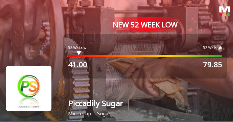 Piccadily Sugar & Allied Inds Falls to 52-Week Low of Rs 41