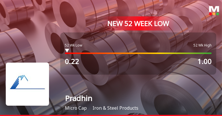Pradhin Stock Falls to 52-Week Low of Rs.0.22 Amidst Weak Financial Indicators