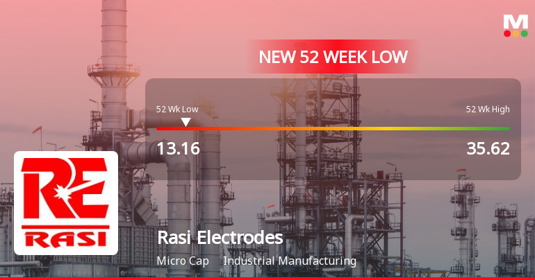 Rasi Electrodes Falls to 52-Week Low of Rs.13.16 Amid Market Volatility