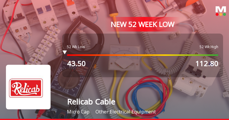 Relicab Cable Manufacturing Falls to 52-Week Low of Rs.42.5 Amid Market Pressure