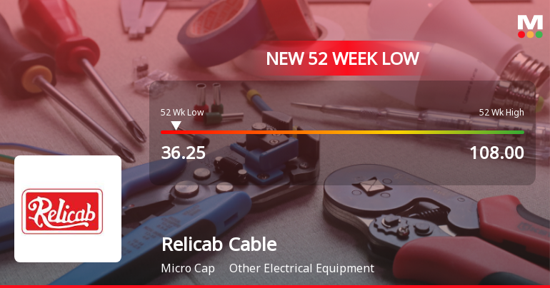 Relicab Cable Manufacturing Stock Falls to 52-Week Low of Rs.36.25