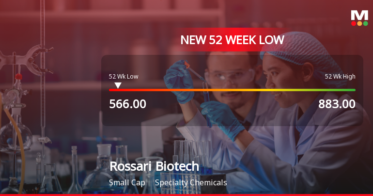 Rossari Biotech Falls to 52-Week Low of Rs.566 Amid Continued Downtrend