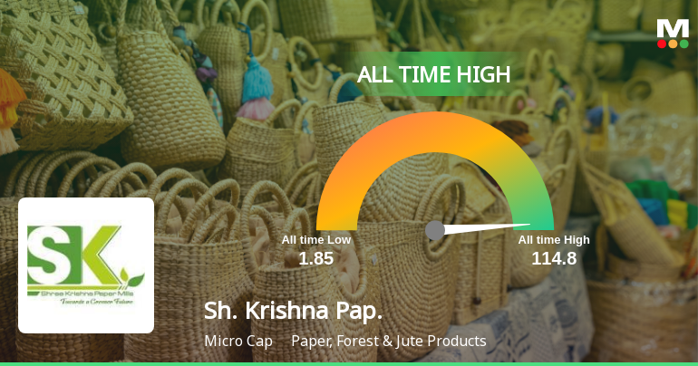 Shree Krishna Paper Mills & Industries Hits All-Time High at Rs.114.8