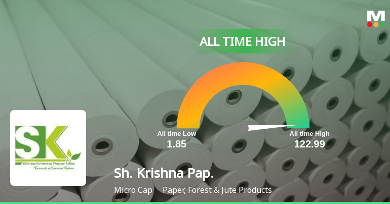 Shree Krishna Paper Mills & Industries Hits All-Time High at Rs.122.99