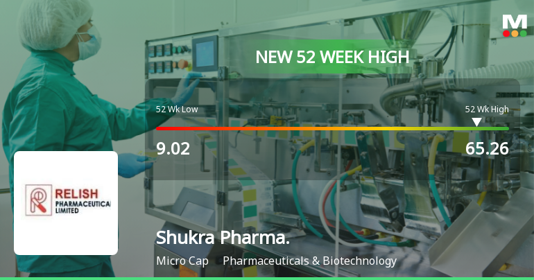 Shukra Pharmaceuticals Hits New 52-Week High at Rs.65.26