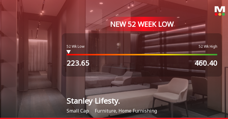 Stanley Lifestyles Stock Falls to 52-Week Low of Rs.223.65