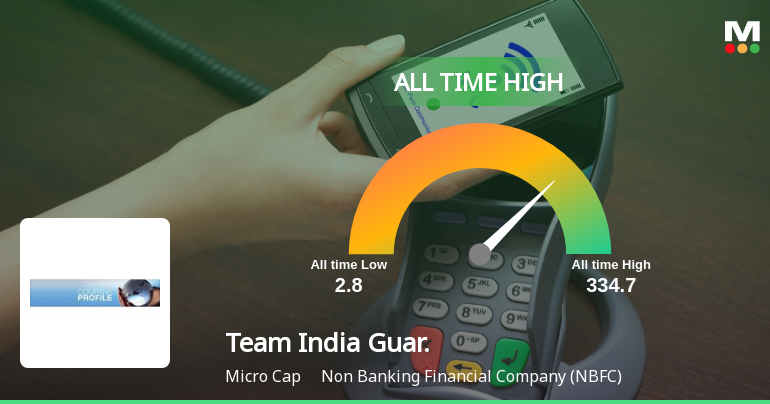Team India Guaranty Stock Hits All-Time High at Rs.334.7