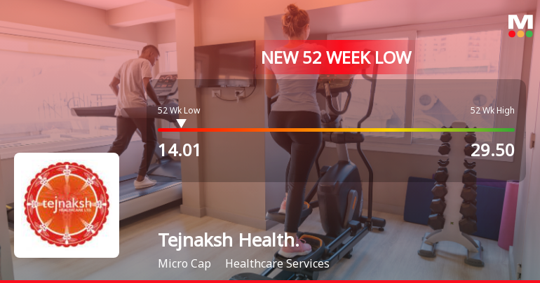 Tejnaksh Healthcare Stock Falls to 52-Week Low of Rs.14.01 Amidst Prolonged Underperformance