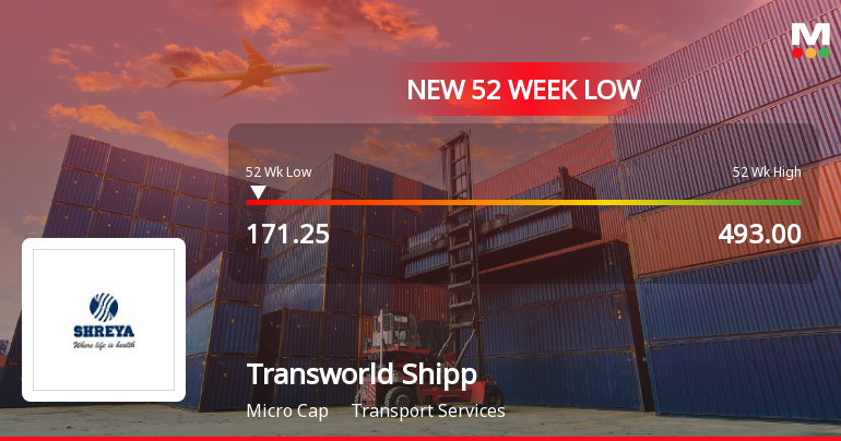 Transworld Shipping Lines Falls to 52-Week Low of Rs.171.25