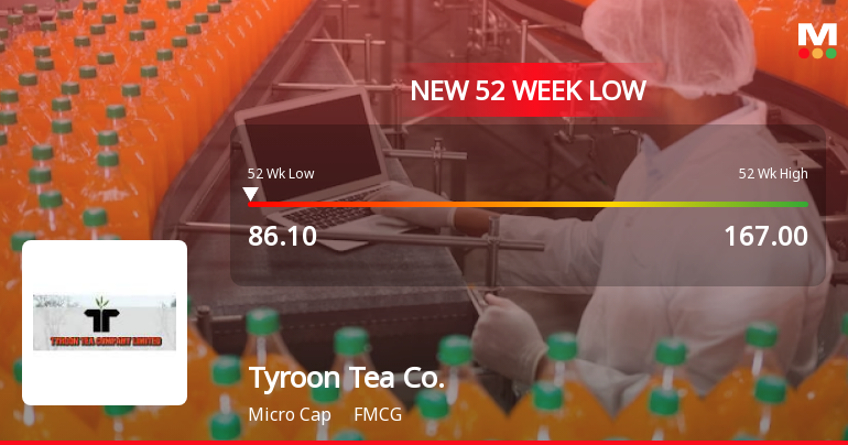 Tyroon Tea Company Stock Falls to 52-Week Low of Rs.87.95