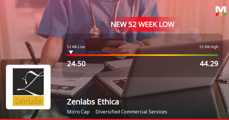 Zenlabs Ethica Falls to 52-Week Low of Rs.24.5 Amidst Market Pressure
