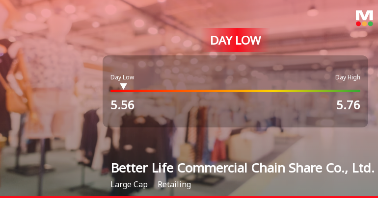 Better Life Commercial Chain Hits Day Low of CNY 5.56 Amid Price Pressure