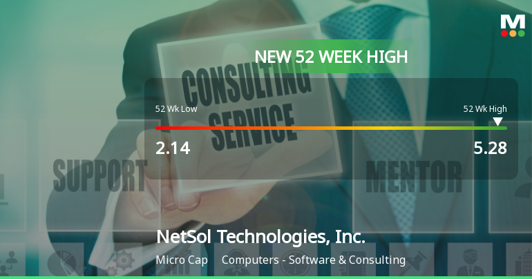 NetSol Technologies Hits New 52-Week High of $5.28, Up 90.81%