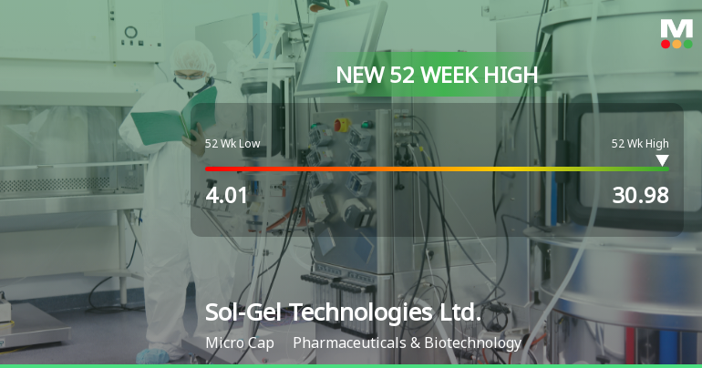 Sol-Gel Technologies Hits New 52-Week High of $30.98, Surges 3861%