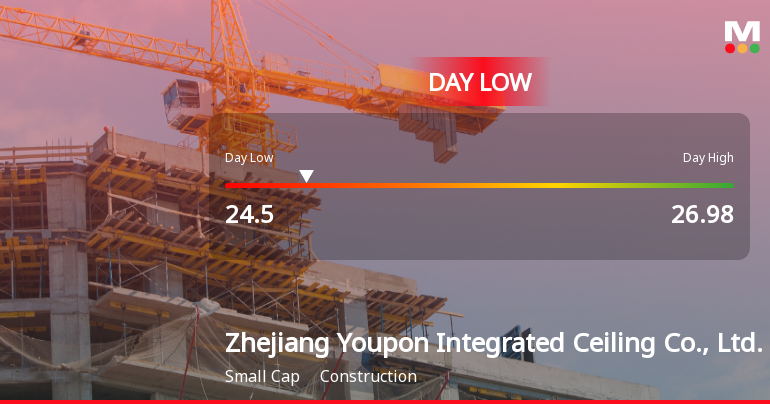 Zhejiang Youpon Stock Hits Day Low of CNY 24.50 Amid Price Pressure