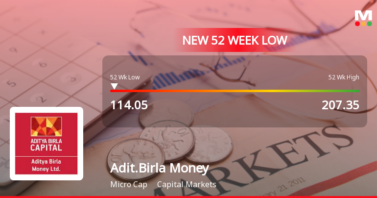 Aditya Birla Money Ltd Stock Falls to 52-Week Low of Rs.114.05