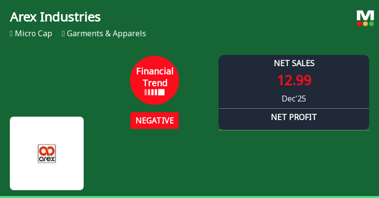 Arex Industries Ltd Reports Declining Quarterly Performance Amid Negative Financial Trend