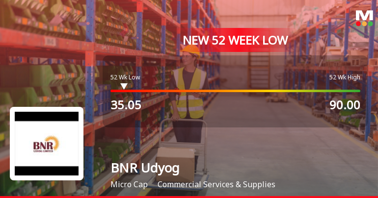 BNR Udyog Ltd Falls to 52-Week Low of Rs.35.05 Amidst Weak Financial Metrics