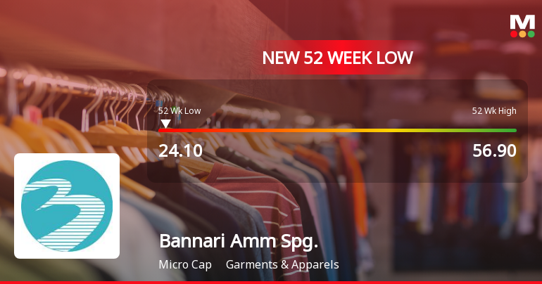 Bannari Amman Spinning Mills Ltd Falls to 52-Week Low of Rs.24.1