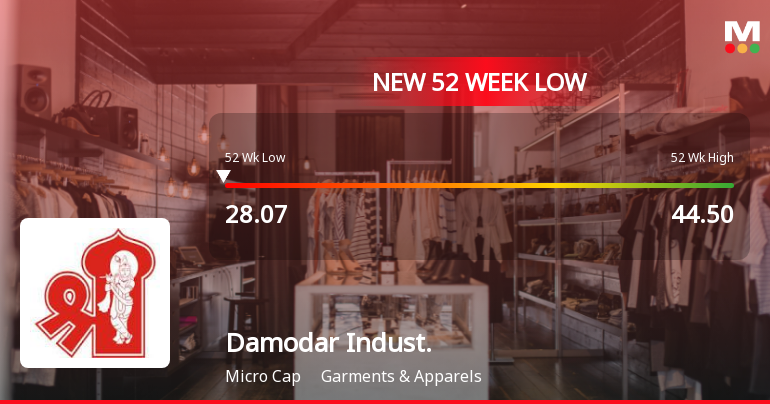 Damodar Industries Ltd Falls to 52-Week Low Amid Continued Underperformance
