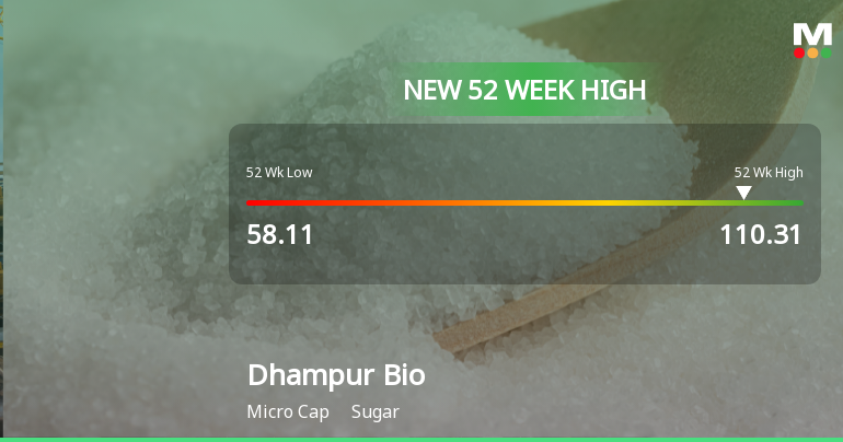 Dhampur Bio Organics Ltd Hits New 52-Week High at Rs.110.31