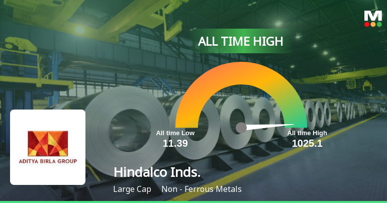 Hindalco Industries Ltd Hits All-Time High at Rs 1020, Marking a Milestone in Market Performance