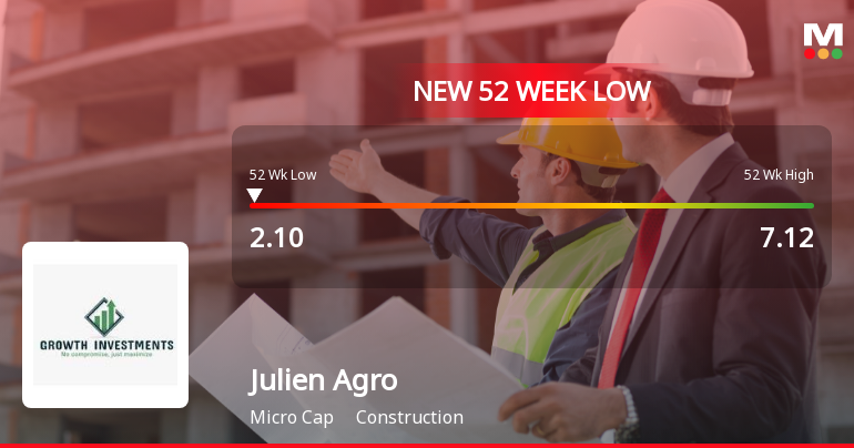 Julien Agro Infratech Ltd Falls to 52-Week Low Amidst Continued Downtrend