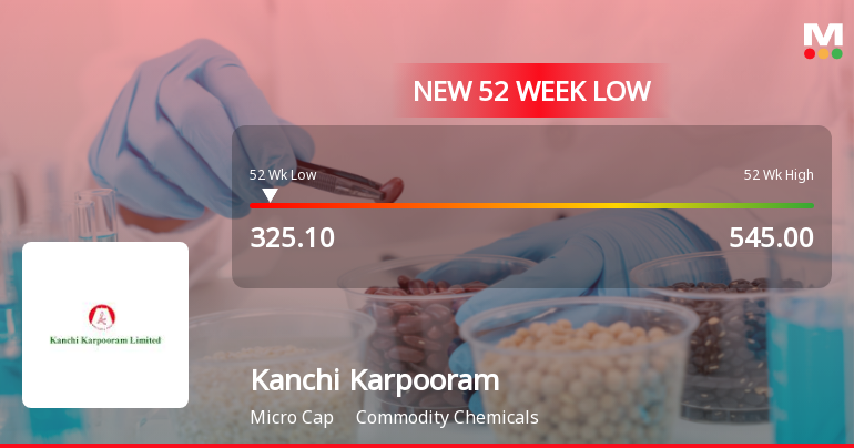 Kanchi Karpooram Ltd Stock Falls to 52-Week Low of Rs.325.1