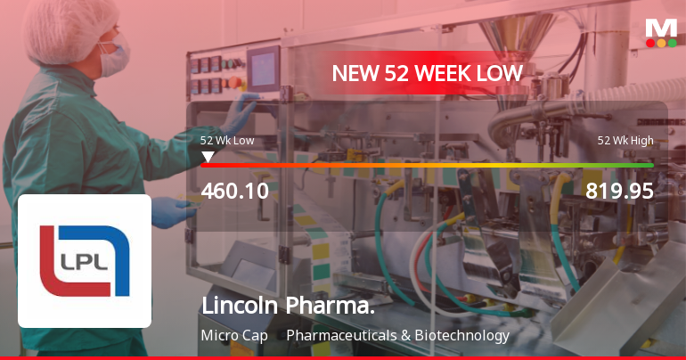 Lincoln Pharmaceuticals Ltd Falls to 52-Week Low of Rs.465.25