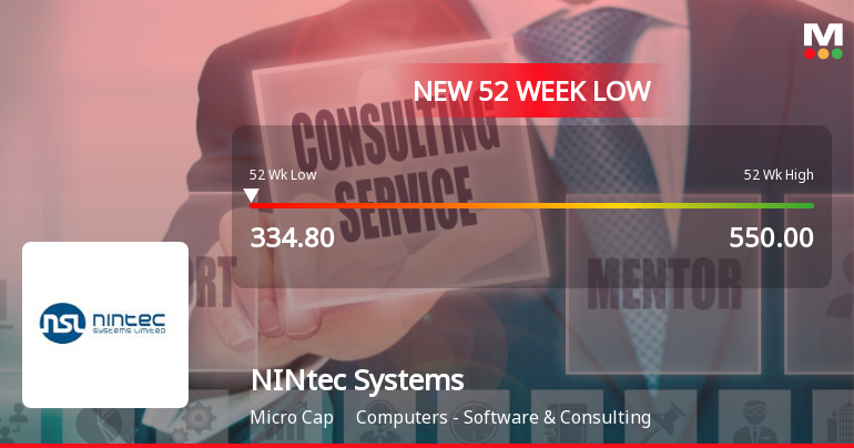 NINtec Systems Ltd Stock Falls to 52-Week Low of Rs.334.8