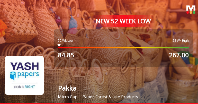 Pakka Ltd Stock Falls to 52-Week Low of Rs.86 Amid Continued Weak Performance
