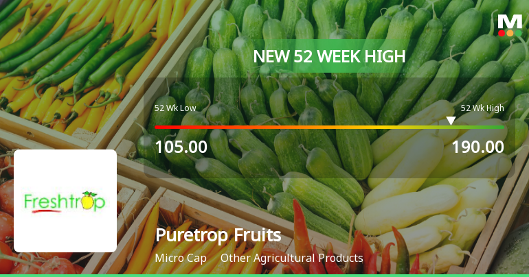 Puretrop Fruits Ltd Hits New 52-Week High of Rs.190