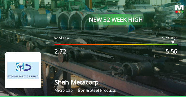 Shah Metacorp Ltd Hits New 52-Week High at Rs.5.56