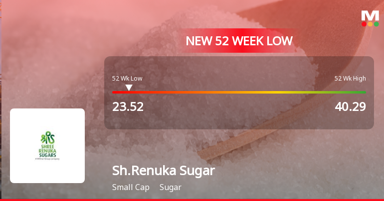 Shree Renuka Sugars Ltd Falls to 52-Week Low of Rs.23.52