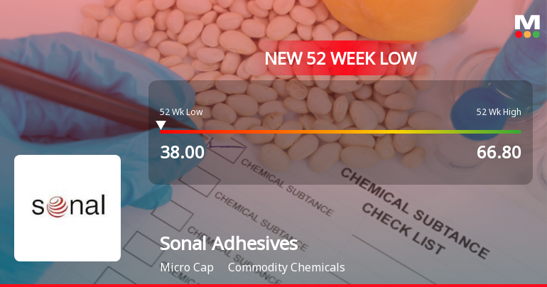 Sonal Adhesives Ltd Falls to 52-Week Low of Rs.38 Amid Continued Underperformance