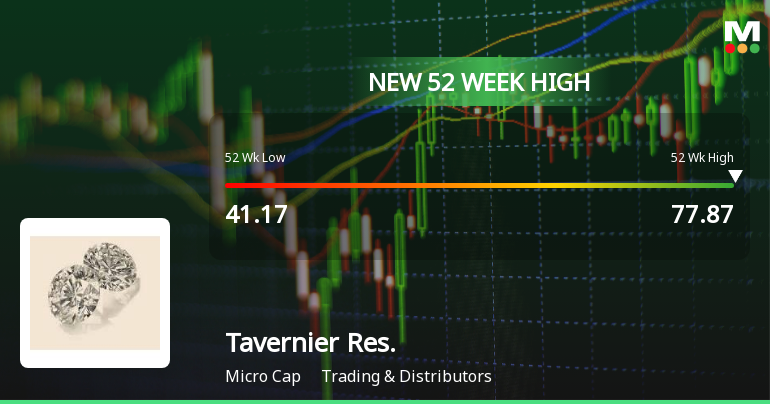 Tavernier Resources Ltd Hits New 52-Week High at Rs.77.87