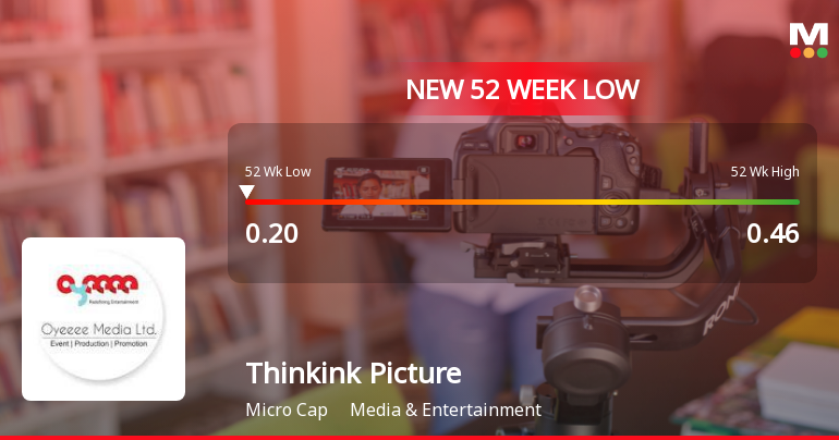 Thinkink Picturez Ltd Falls to 52-Week Low of Rs.0.19 Amidst Weak Financial Metrics