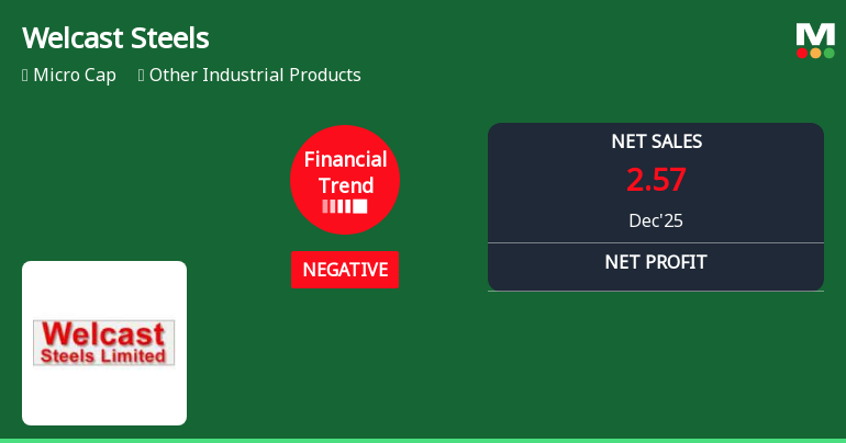 Welcast Steels Ltd Reports Sharp Decline in Quarterly Performance Amid Negative Financial Trend