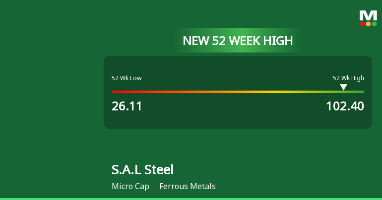 Broad-Based Technical Strength Lifts S.A.L Steel Ltd to 52-Week High of Rs 102.4